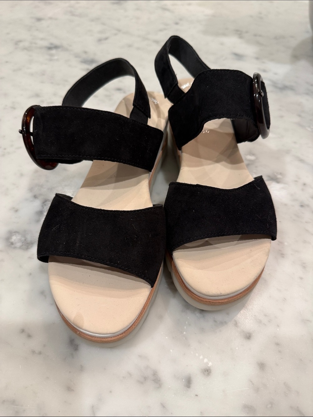 Black Suede Platform Sandals - Women